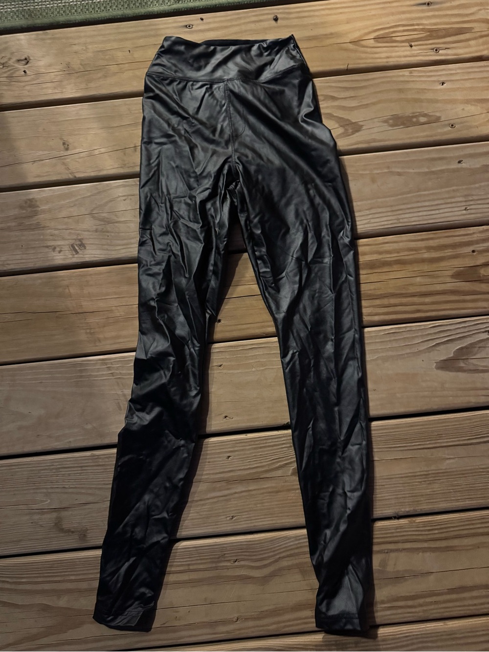 aerie Black High-Waist Leather Leggings